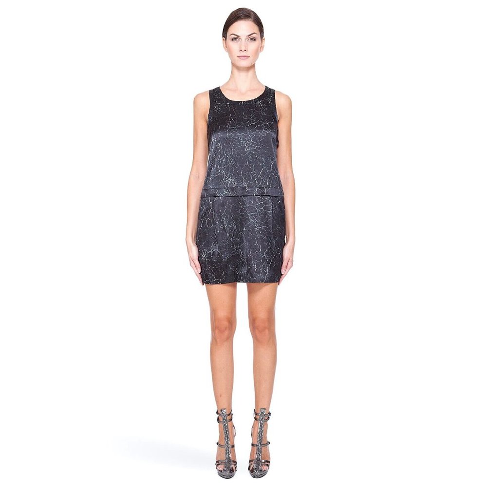 Theory Shaima Silk Dress in Cracked Leather Print